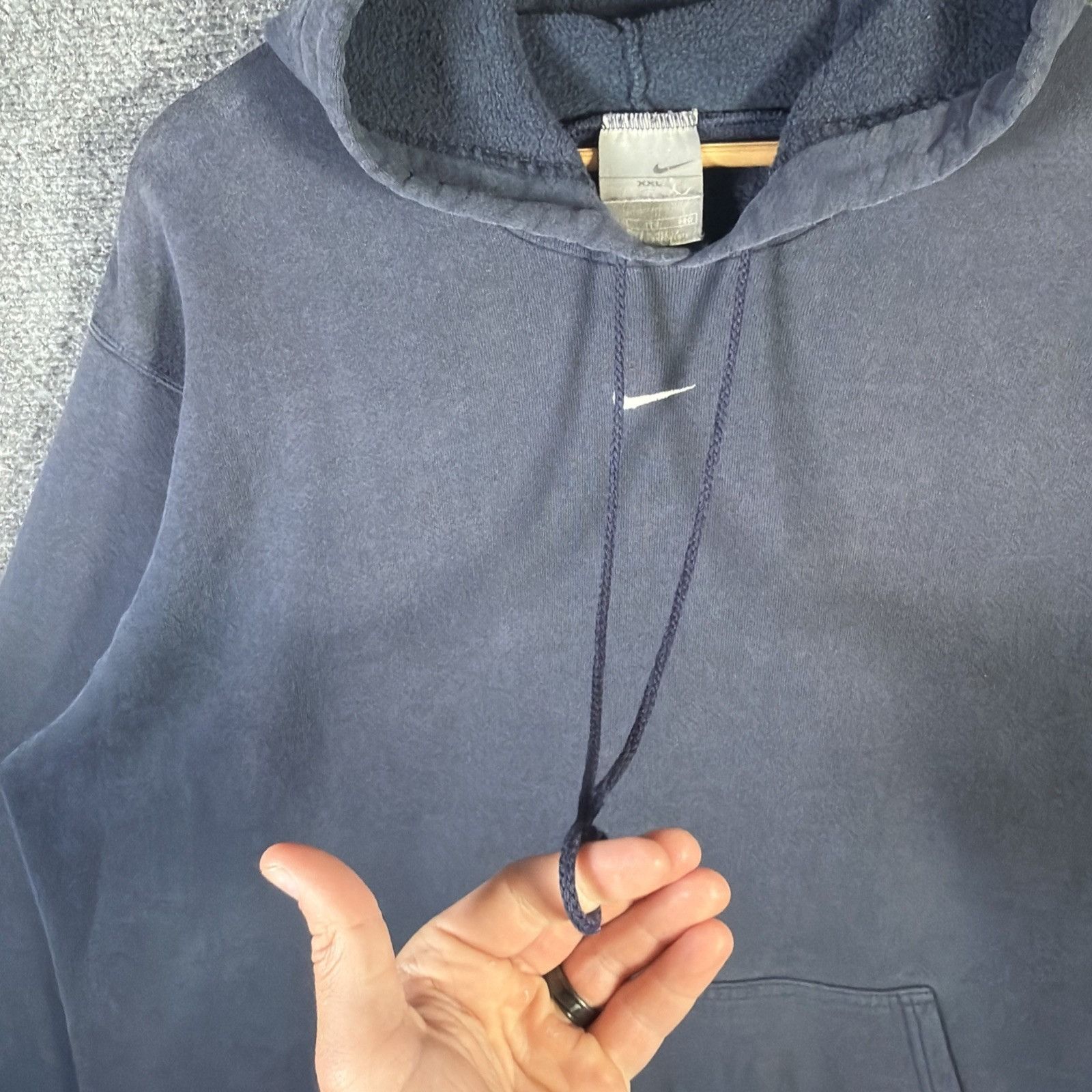Nike Vintage Nike Hoodie Mens 2XL Navy 90s Baggy Center Swoosh Size US XXL / EU 58 / 5 - 4 Thumbnail