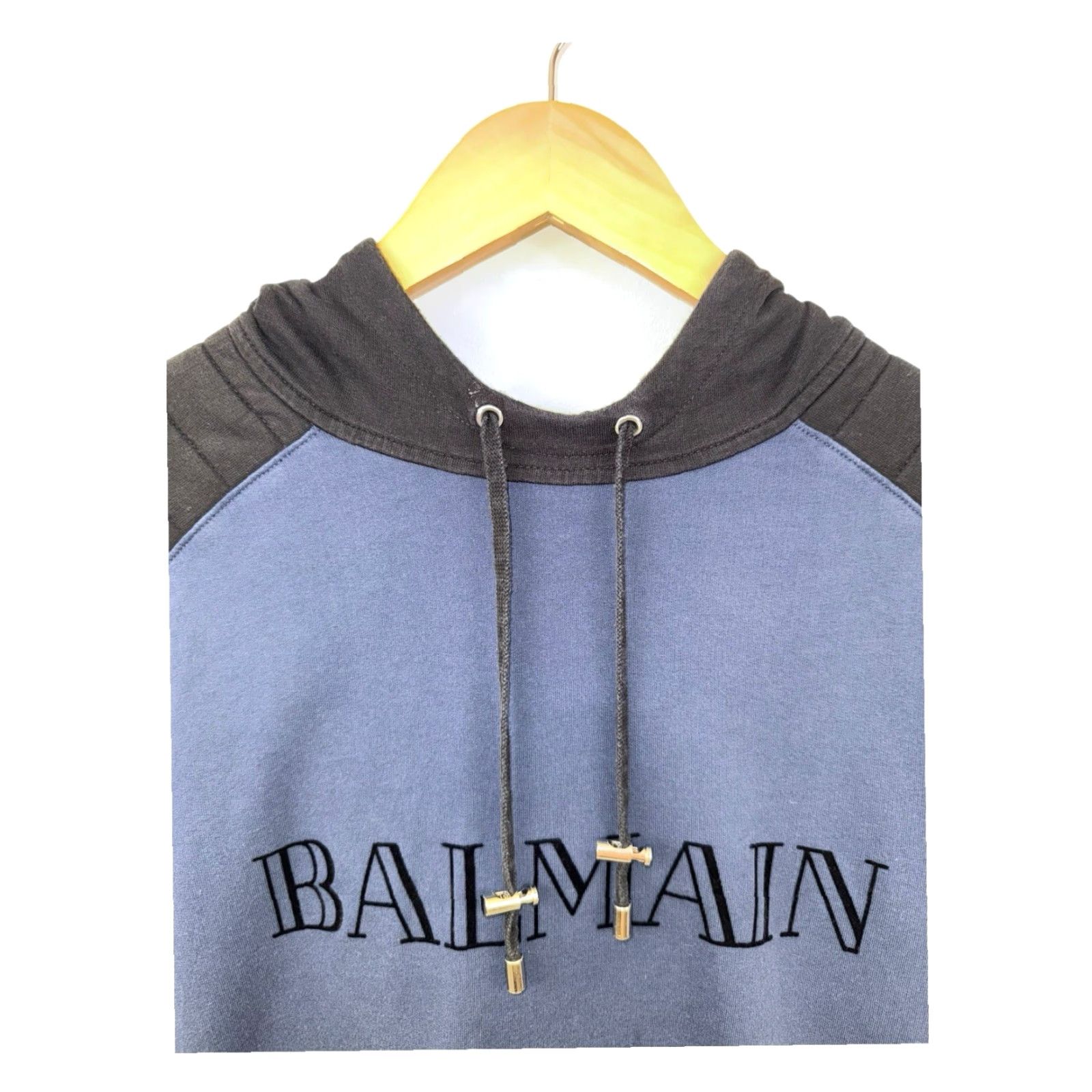 H&M BALMAIN x H&M Blue Hoodie Sweatshirt Logo Pullover Sz M Regular Men Hooded RARE Size US M / EU 48-50 / 2 - 4 Thumbnail