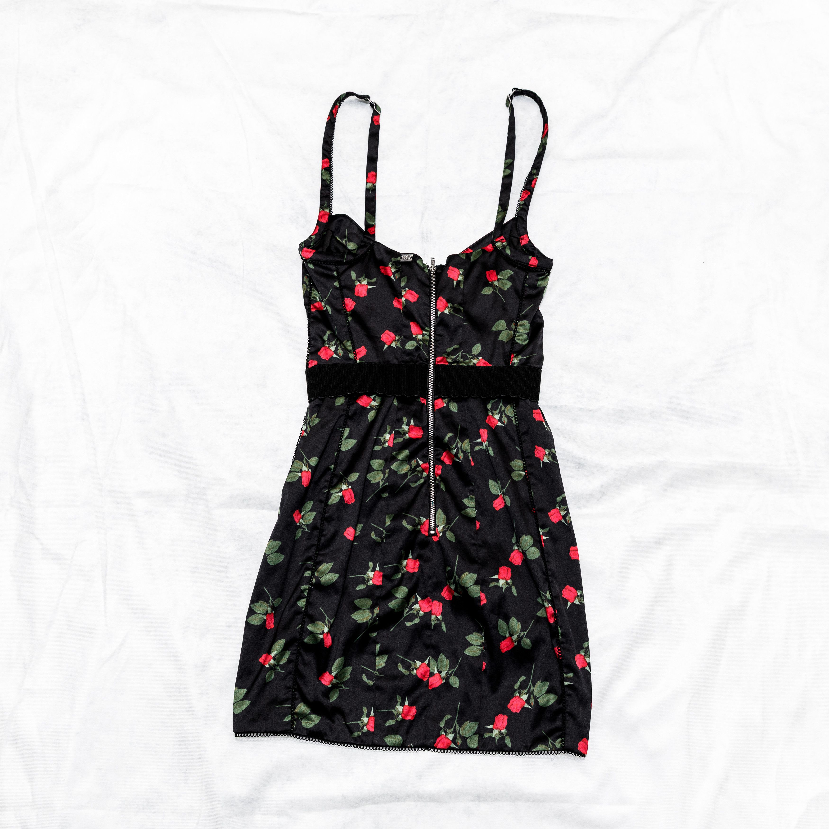 For Love & Lemons For Love And Lemons Mini Dress Black Red Roses XXS Corset Size S / US 4 / IT 40 - 6 Thumbnail