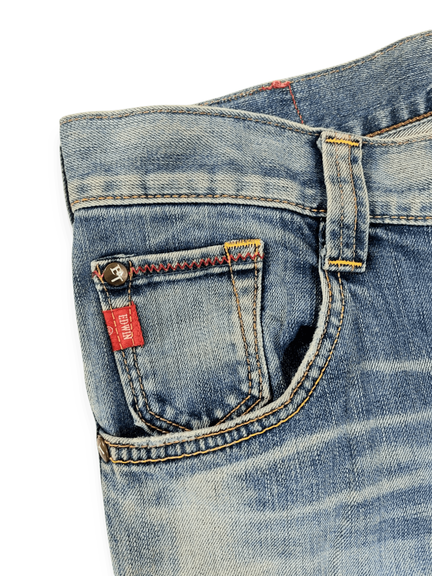 Edwin Flare💥 90's Edwin Blue Trip Tokyo Japan Buckle Back Denim Size US 33 - 6 Thumbnail