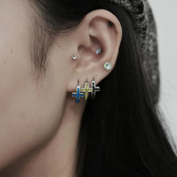 Other Zircon Cross Earrings – Sparkling, Hypoallergenic Studs Size ONE SIZE - 2 Thumbnail