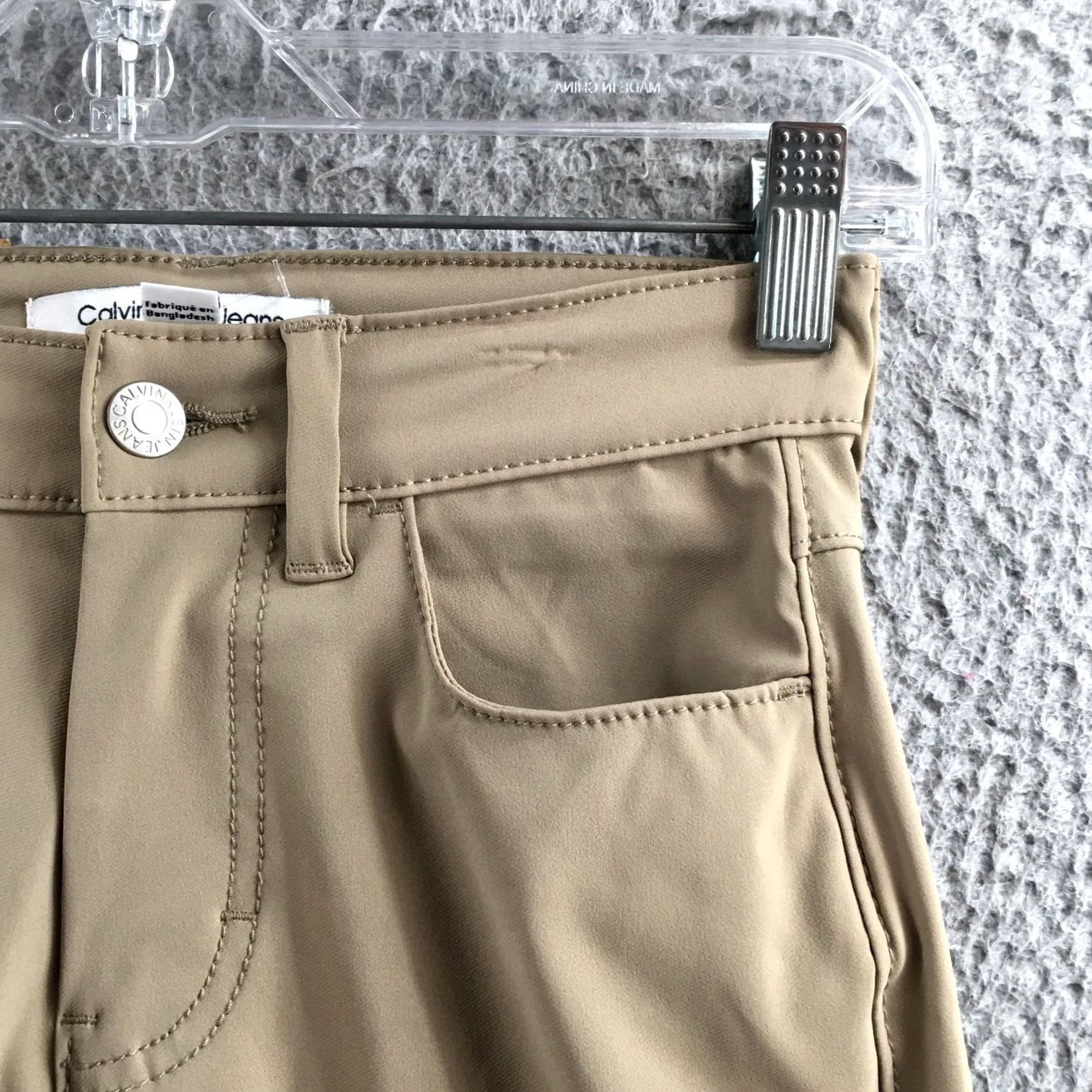 Calvin Klein Calvin Klein Pants Womens 8 Khaki Stretch Zip Fly Straight Leg Casual Fit - Regular Size 30" / US 8 / IT 44 - 4 Thumbnail