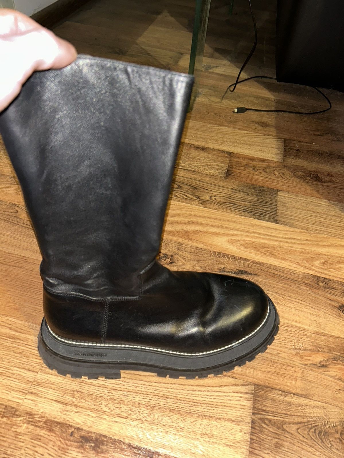Burberry Burberry Black Leather Lug Sole Zip Combat Boots US 9 Size US 9 / IT 39 - 3 Thumbnail