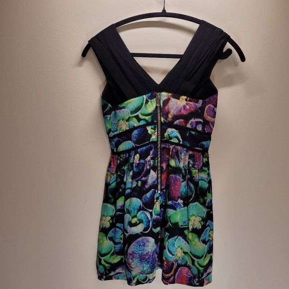 Sandro Sandro 100% silk abstract blue & purple flower dress Size XS / US 0-2 / IT 36-38 - 4 Thumbnail