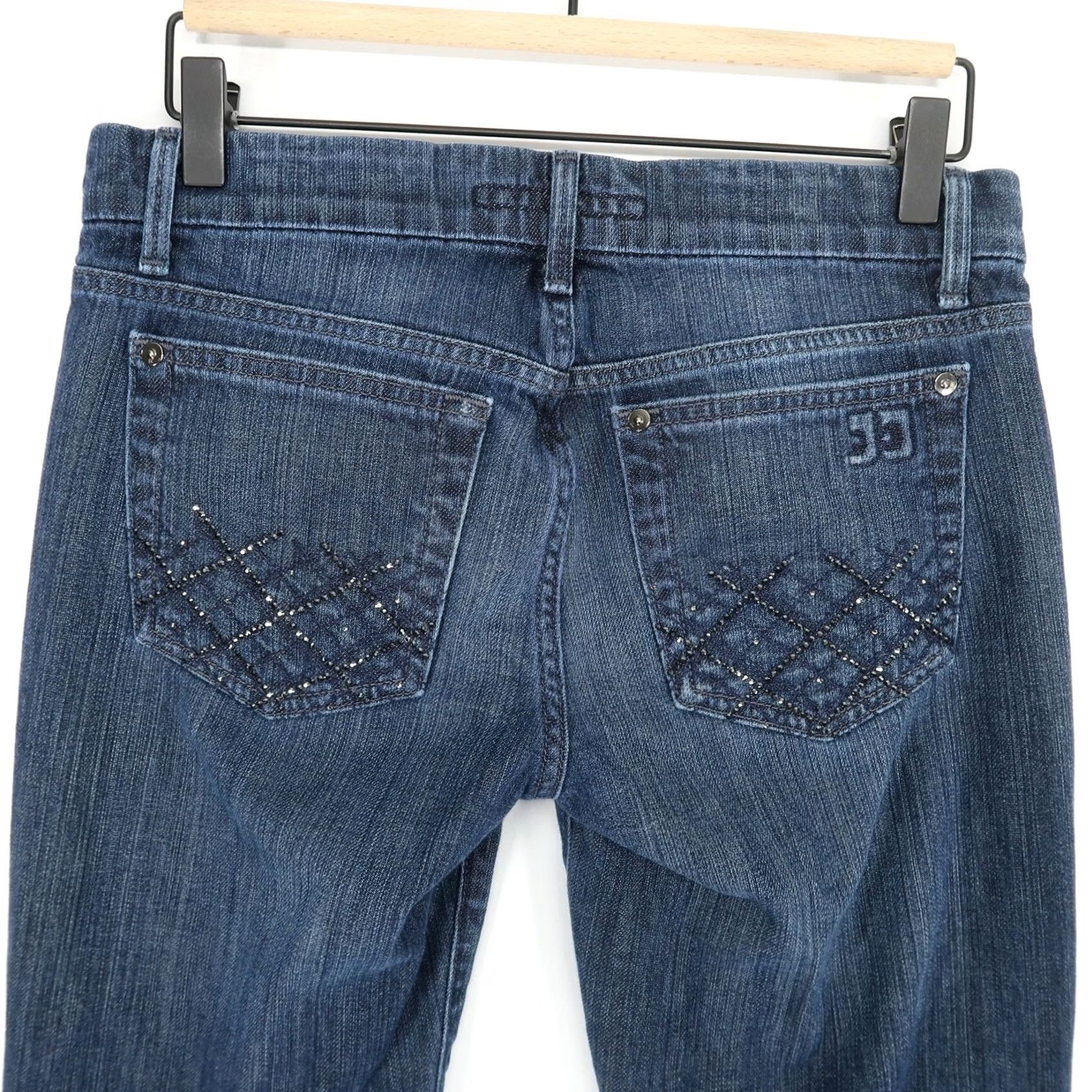 Vintage Joe's Jeans Womens 27 Blue Bootcut Low Rise Stretch Embellished Dark Wash Rocker Jeans Size 27" / US 4 / IT 40 - 4 Thumbnail