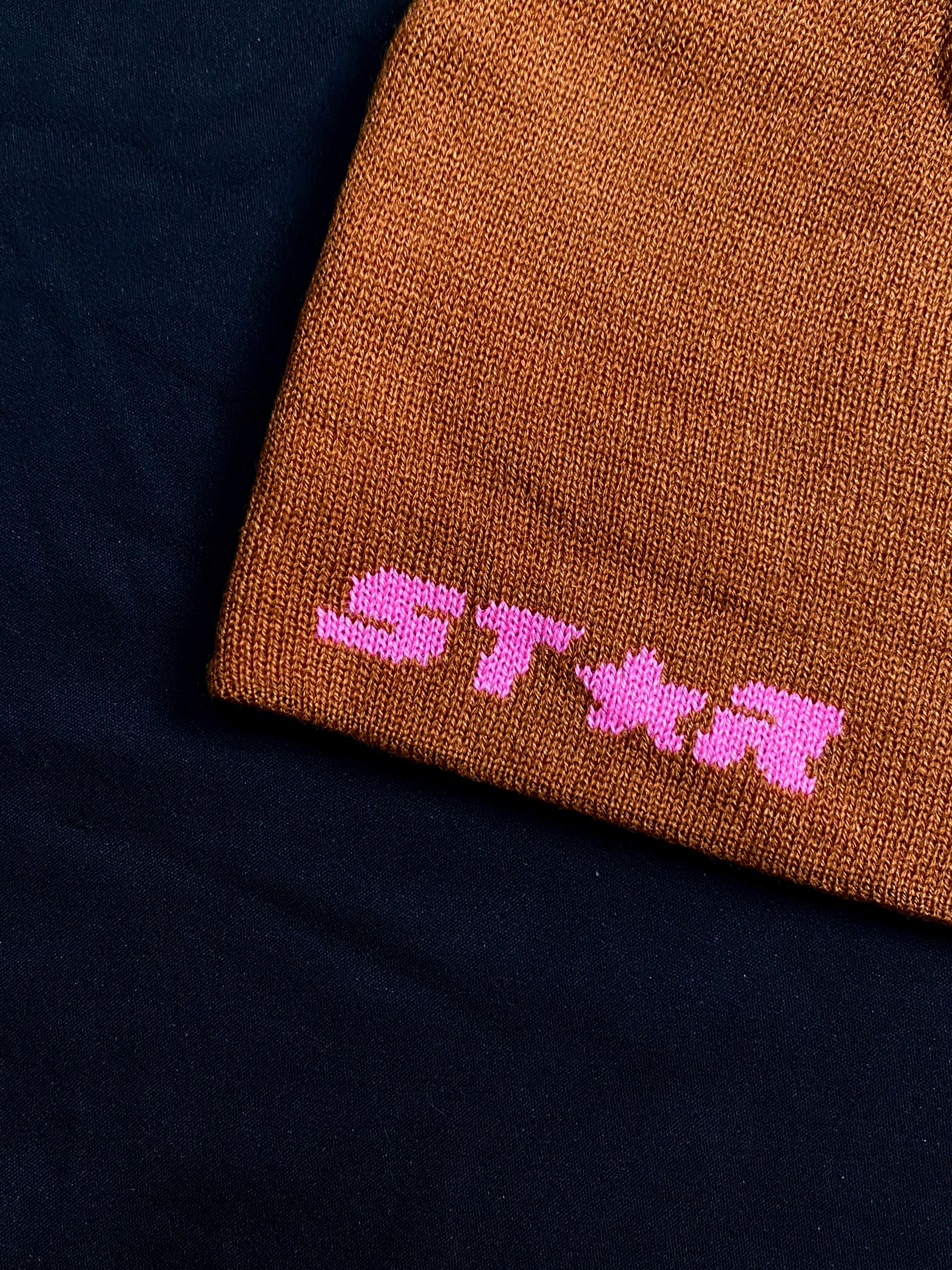 Japanese Brand Deadstock Star Dept Logo Brown No Cuff Beanie Hats OS Size ONE SIZE - 4 Thumbnail