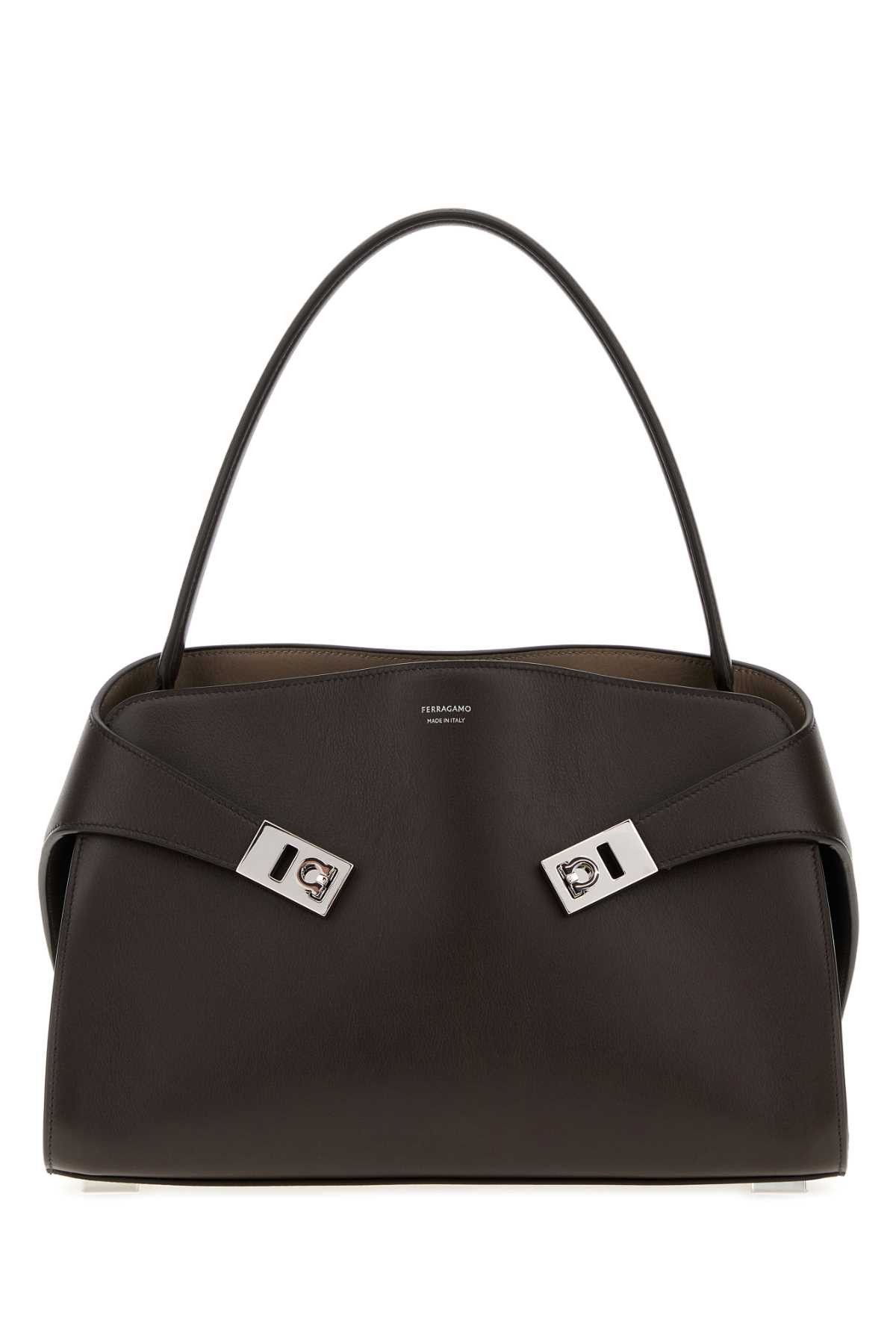 Salvatore Ferragamo Dark Brown Leather Medium Hug Soft Shoulder Bag Size ONE SIZE - 1 Thumbnail