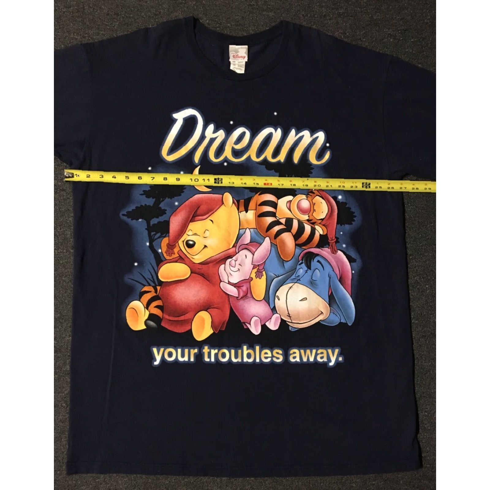 Disney VINTAGE 90s Pooh Dream Your Troubles Away Sleeping Shirt Disneyland Tigger Piglet Disney Unisex Adults One Size Short Sleeve Navy Blue Pooh T-Shirt Size US M / EU 48-50 / 2 - 5 Thumbnail