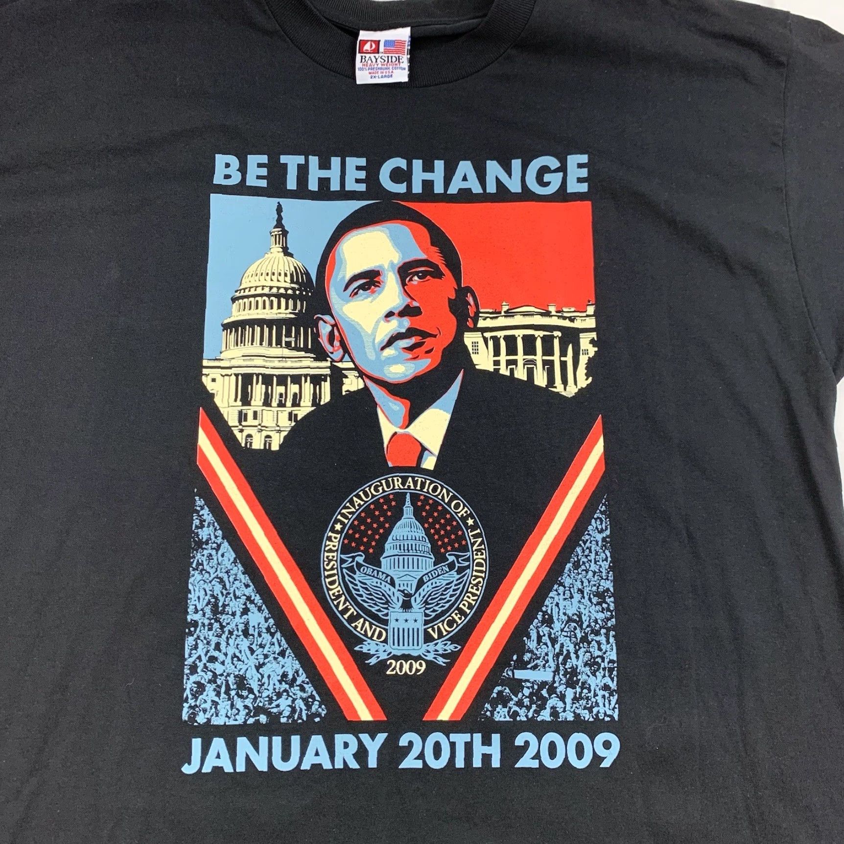 Vintage Obama Shirt Adult 2XL Black 2009 Campaign President Washington DC Capital Change Bayside T-Shirt Men Crew Neck Short Sleeve Size US XXL / EU 58 / 5 - 2 Thumbnail