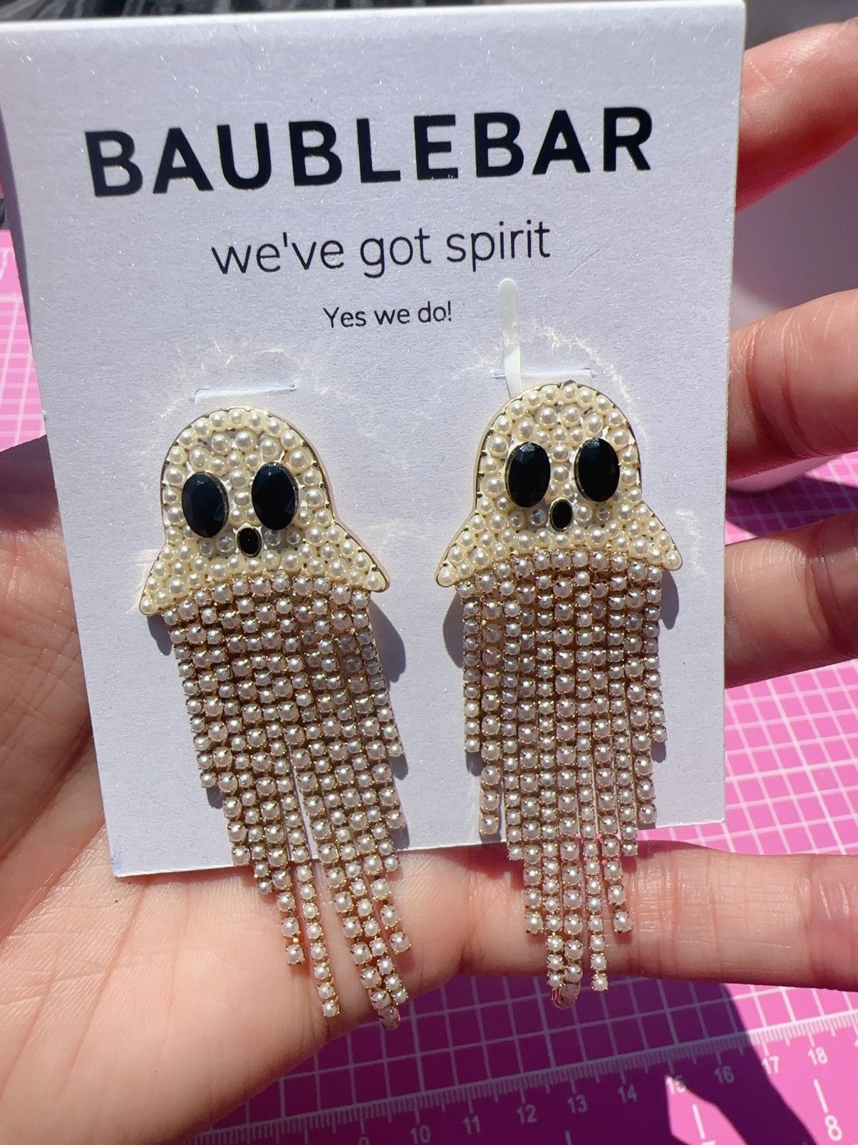 Designer Baublebar white pearl bead ghost we've got spirit Yes we do Size ONE SIZE - 3 Thumbnail
