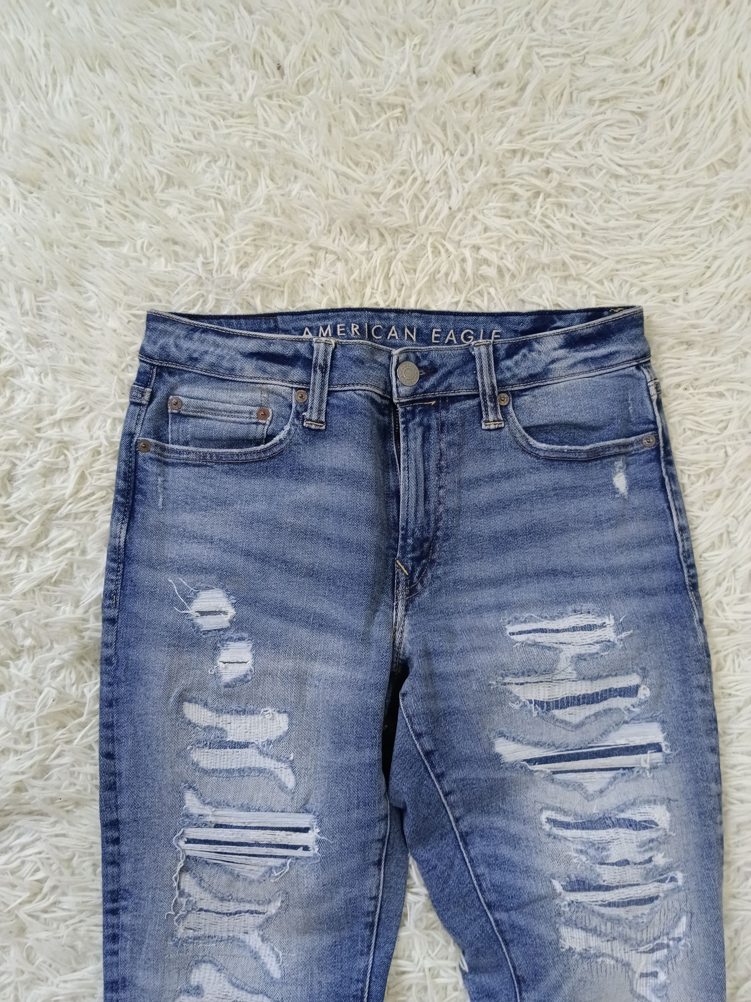 American Eagle Outfitters DiSTRESSED DENIM PACTHWORK AMERICAN EAGLE STRETCHABLE Size US 30 / EU 46 - 3 Thumbnail