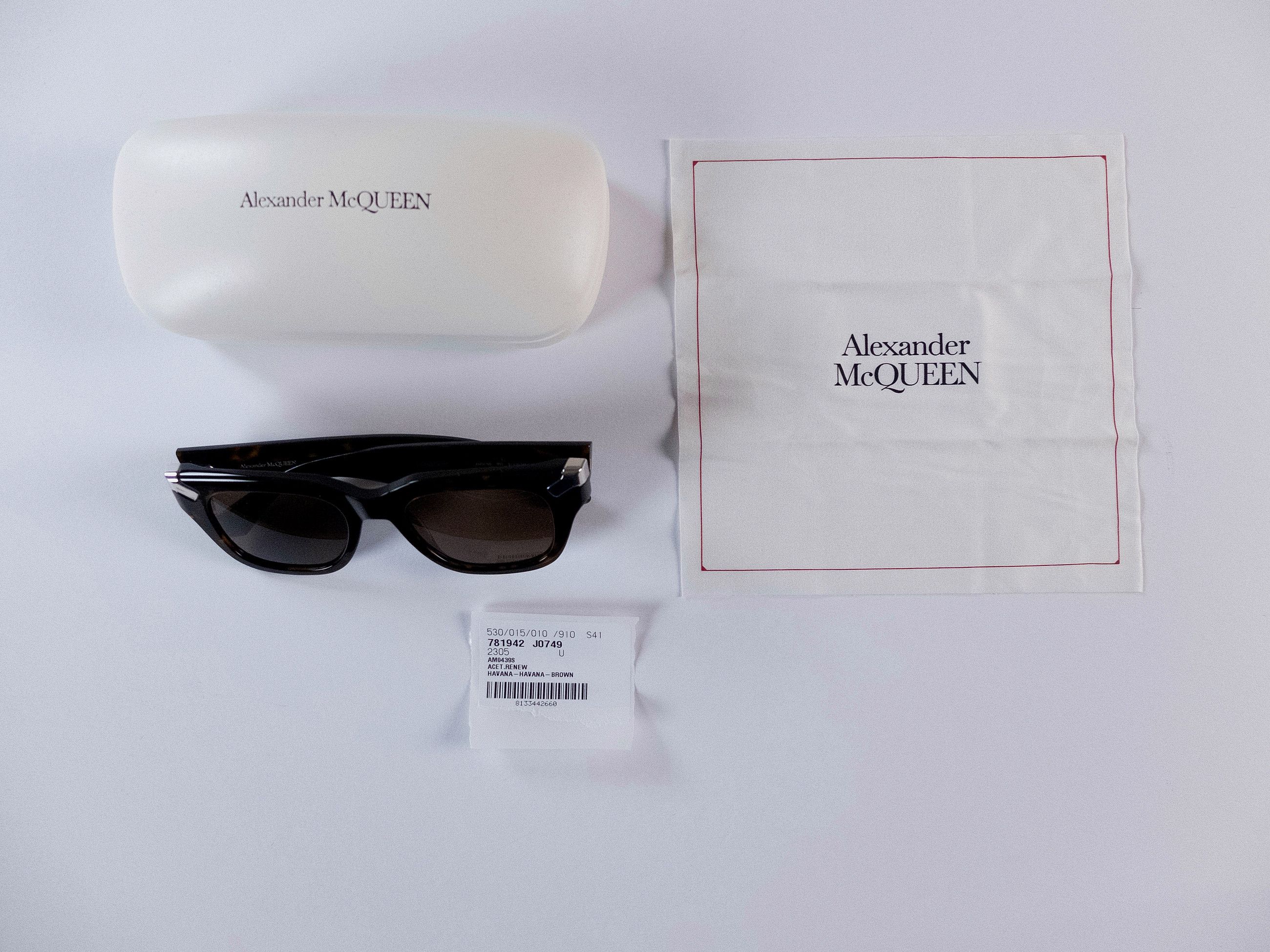 Alexander McQueen ALEXANDER MCQUEEN Punk Rivet tortoise shell sunglasses Size ONE SIZE - 12 Thumbnail