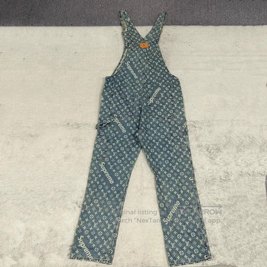 louis vuitton supreme denim overalls size 31.