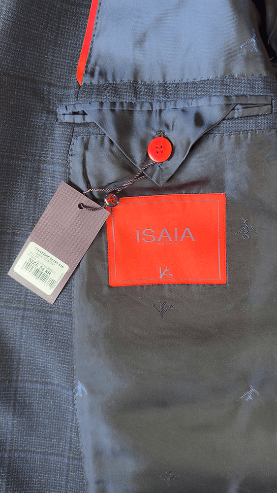 Isaia New Isaia Sport Coat - Navy Windowpane Pattern Size 44R - 2 Thumbnail