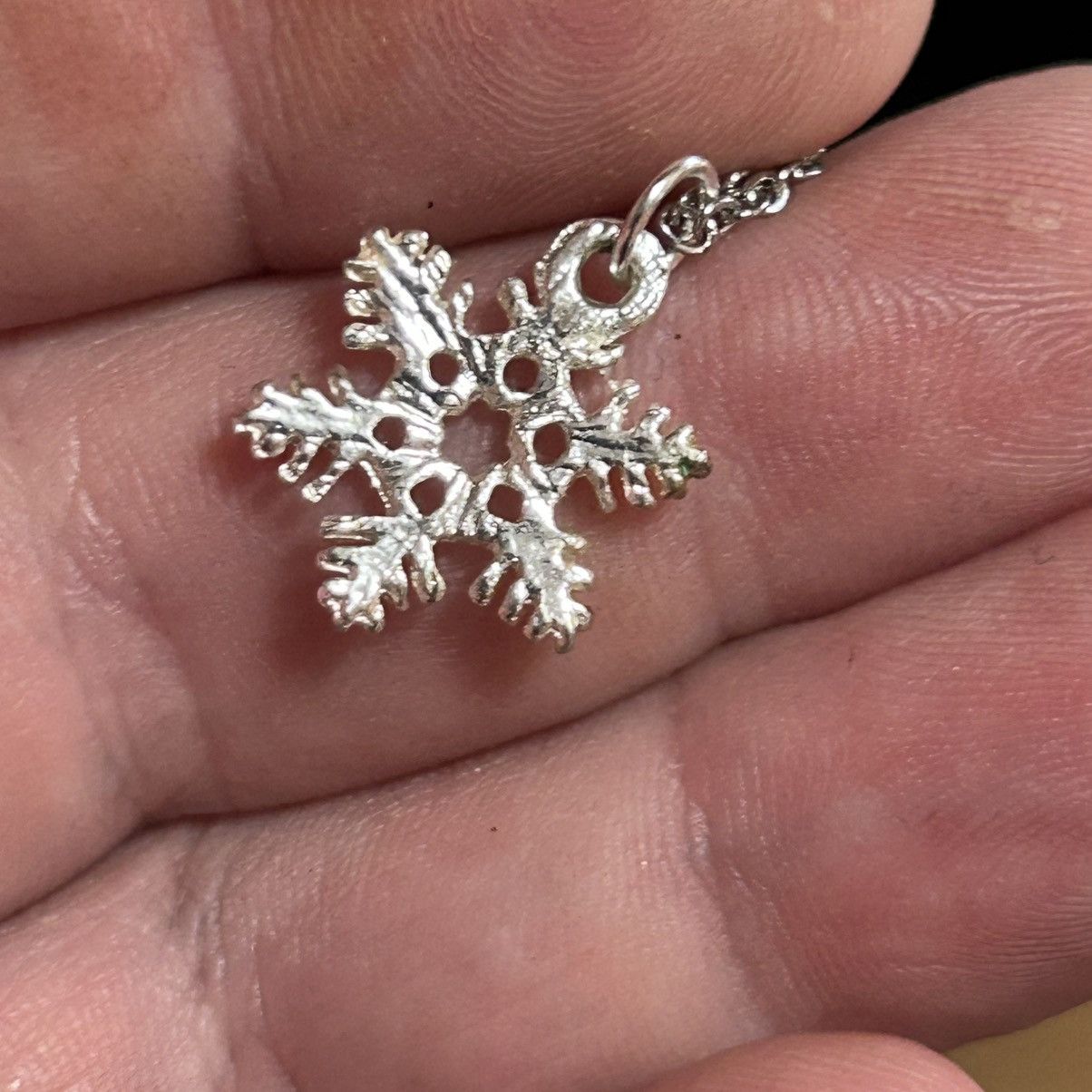 Handmade Handcrafted salvaged vintage silver snowflake necklace Size ONE SIZE - 5 Thumbnail