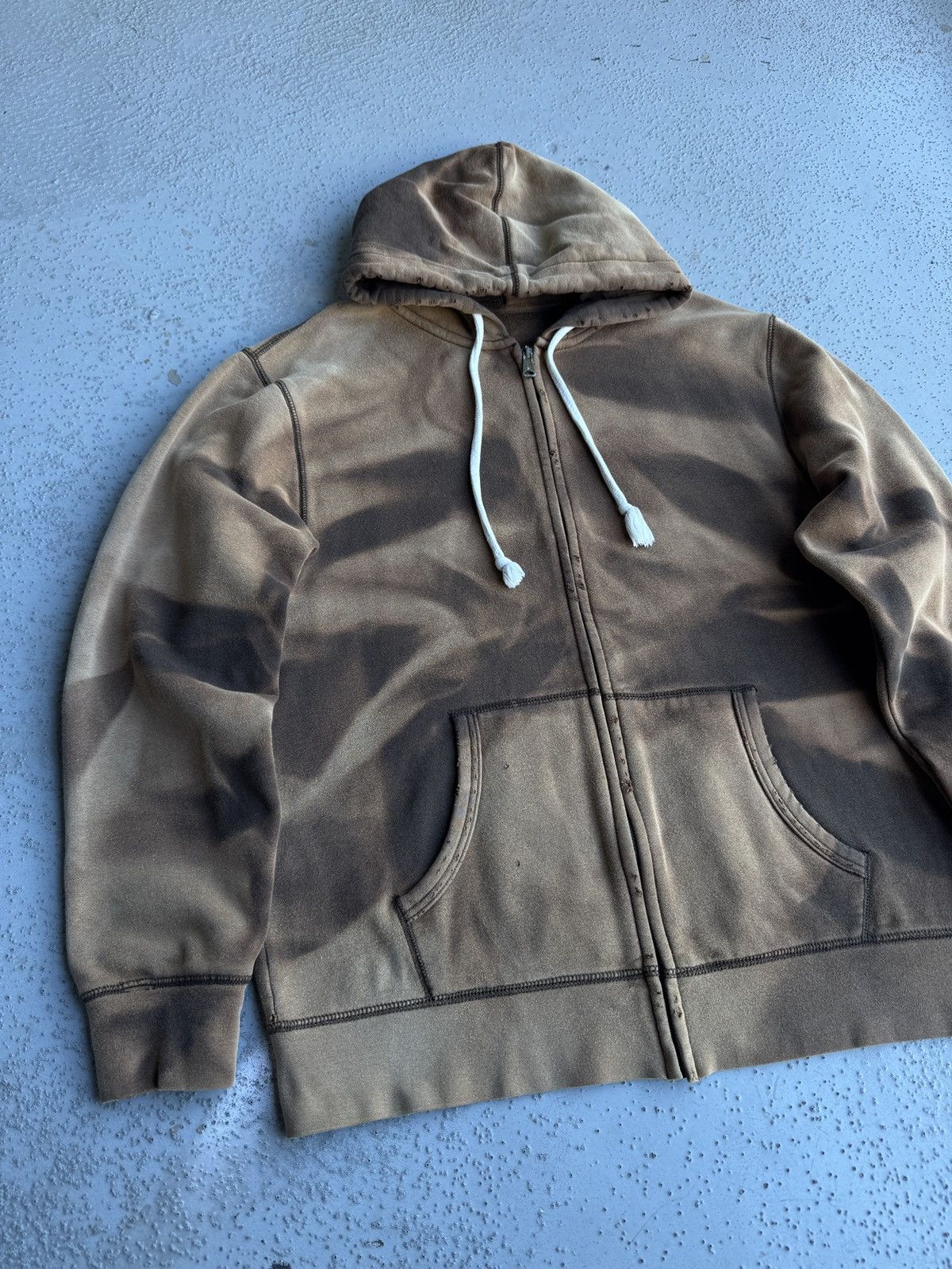 Vintage Faded distressed hoodie brown full zip vintage M-L Size US M / EU 48-50 / 2 - 7 Thumbnail