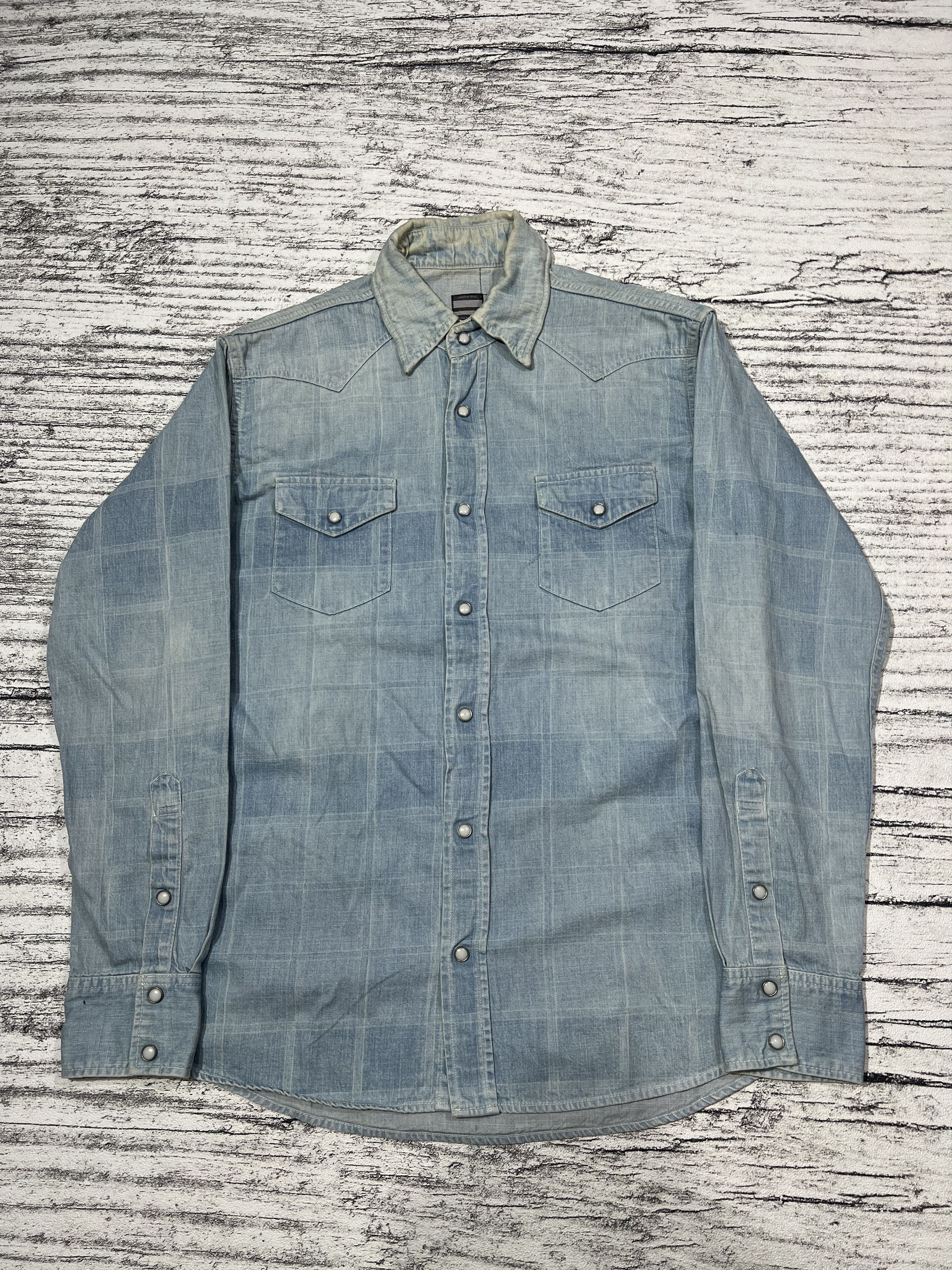 Momotaro Jeans 2000s Momotaro Jeans Pattern Longsleeve Denim Jeans Shirt Size US M / EU 48-50 / 2 - 1 Thumbnail