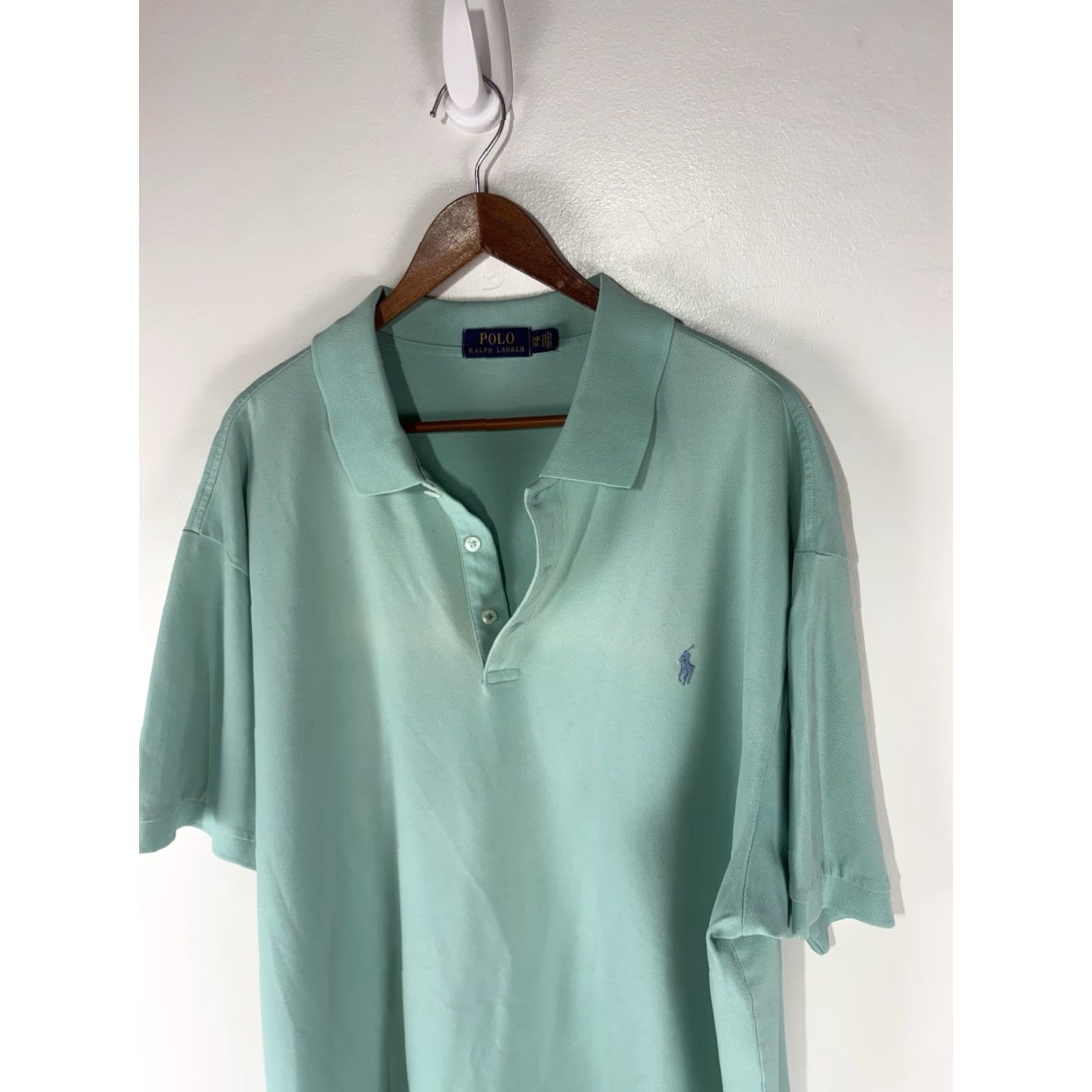 Polo Ralph Lauren Polo Ralph Lauren Polo Shirt Mint Green 2XB Big & Tall Men’s Short Sleeve 29in Cotton Spandex Logo Embroidered Patch Breathable Knit Button Collared Size US XXL / EU 58 / 5 - 2 Thumbnail