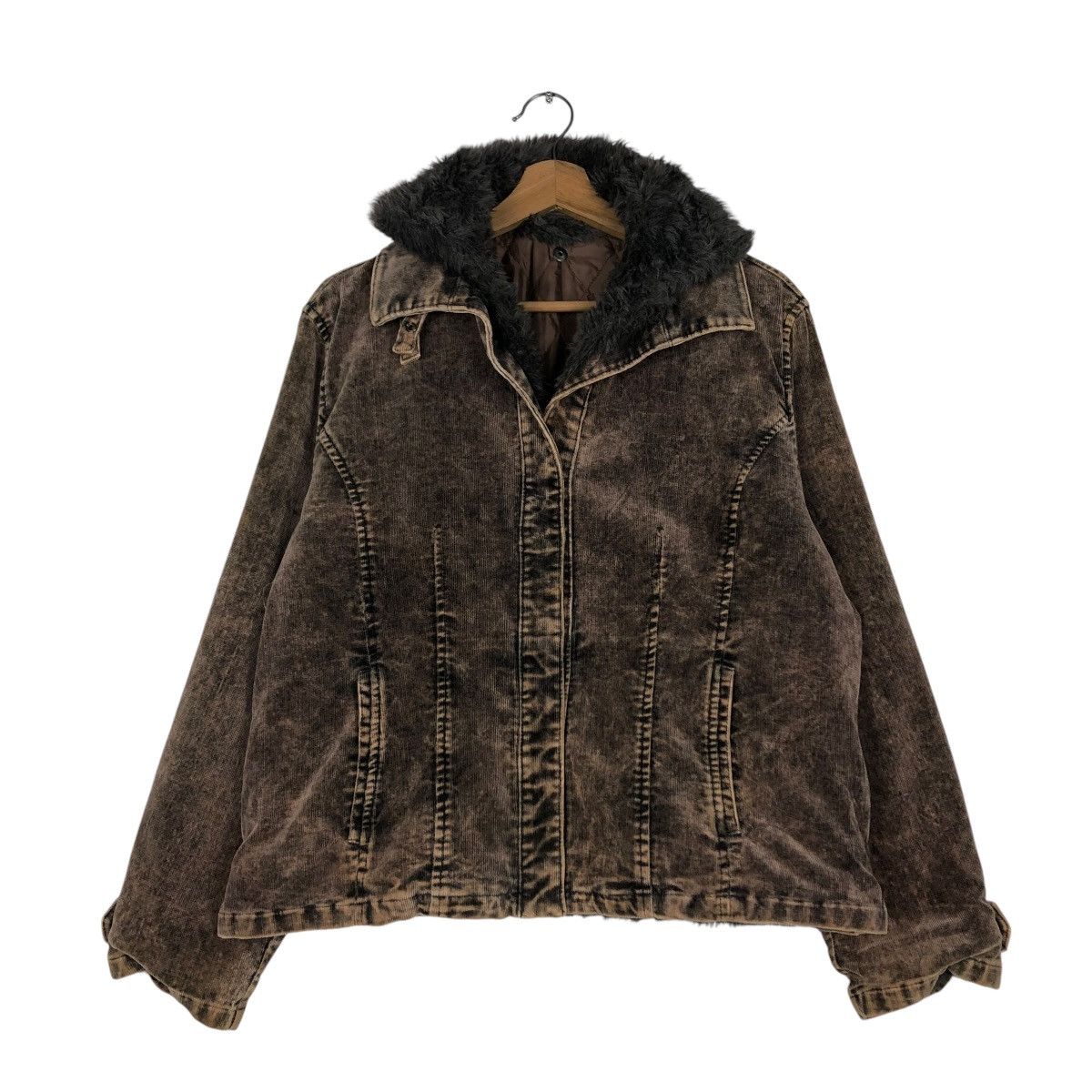 Japanese Brand 🔥VINTAGE BIKER JACKET DOUBLE COLLAR FUR LINING CREA JAPAN Size US M / EU 48-50 / 2 - 3 Thumbnail