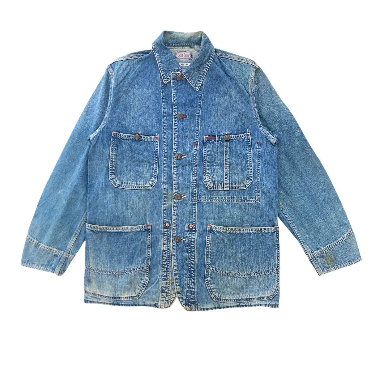 Blue Blue Japan VINTAGE BLUE BLUE ARIGATO DENIM CHORE JACKET Size US M / EU 48-50 / 2 - 1 Thumbnail