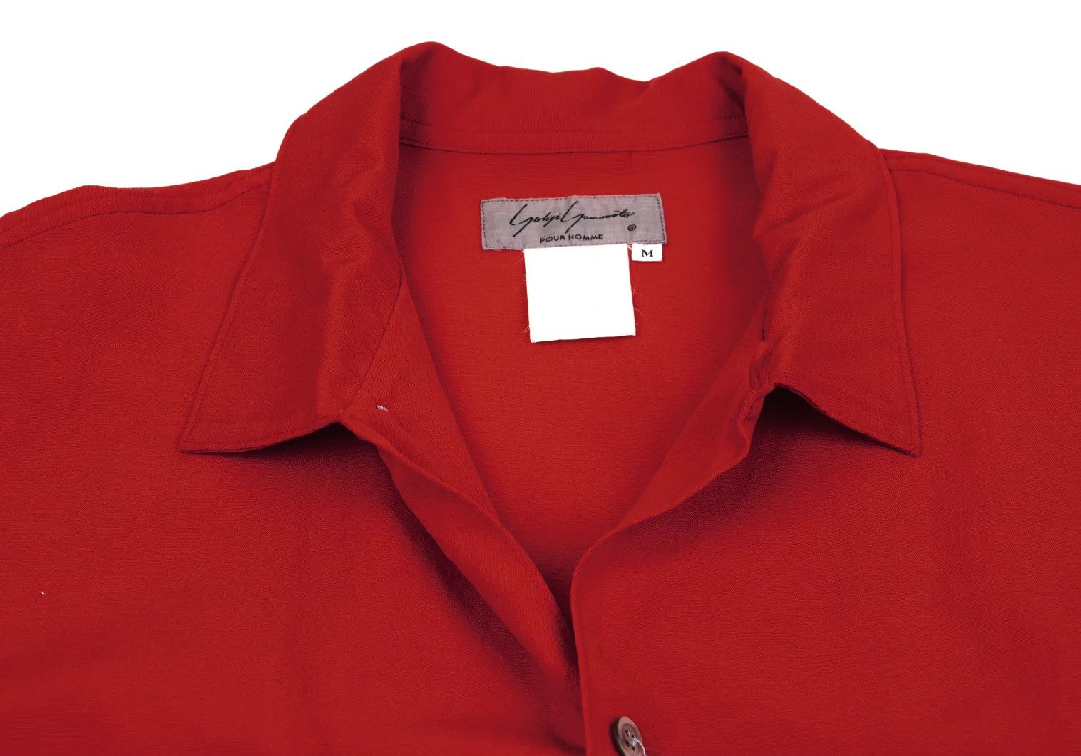 Yohji Yamamoto Yohji Yamamoto Wool Open Collar Shirt Red M Size US M / EU 48-50 / 2 - 5 Thumbnail