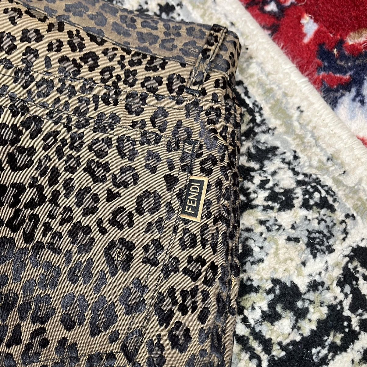 Fendi Vintage Monogram Y2K Luxury Fendi Jeans Leopard Print Pants Size 31" - 10 Thumbnail