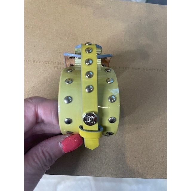 Celine Yellow Celine Leather Silver Studded Wrap Bracelet - Triomph Size ONE SIZE - 3 Thumbnail