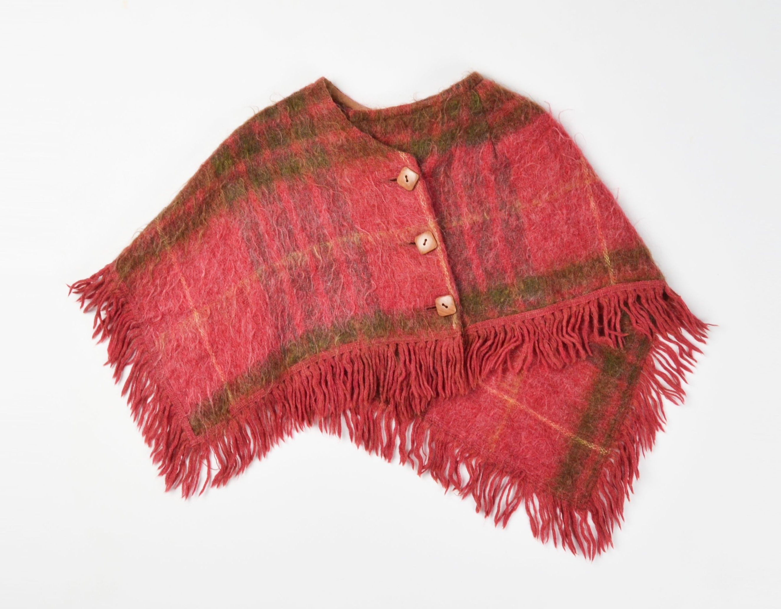 Other Andrew Stewart 70's Mohair & Wool Blend Fringle Poncho Cape Size ONE SIZE - 3 Thumbnail