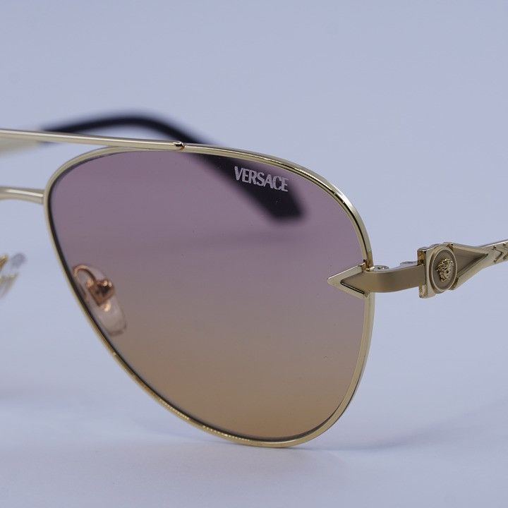 Versace Versace VE2283 1002EL Sunglasses Gold Aviator Frame, Orange Size ONE SIZE - 10 Thumbnail
