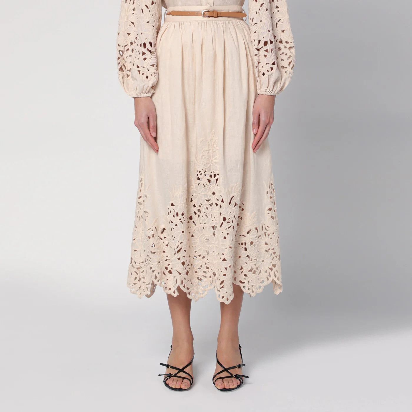 Zimmermann o1d2blof0526 Midi Skirt in Beige Size 27" / US 4 / IT 40 - 1 Thumbnail