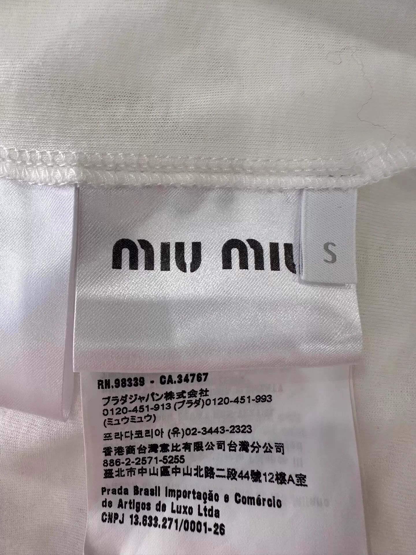 Miu Miu MIU MIU Women's White Longsleeve Polo Shirt Black Logo S Size S / US 4 / IT 40 - 6 Thumbnail