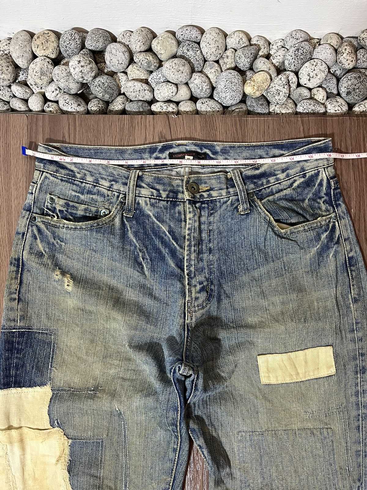 Japanese Brand Exhibitionist Japan Distressed Patchwork Jeans Size US 32 / EU 48 - 12 Thumbnail
