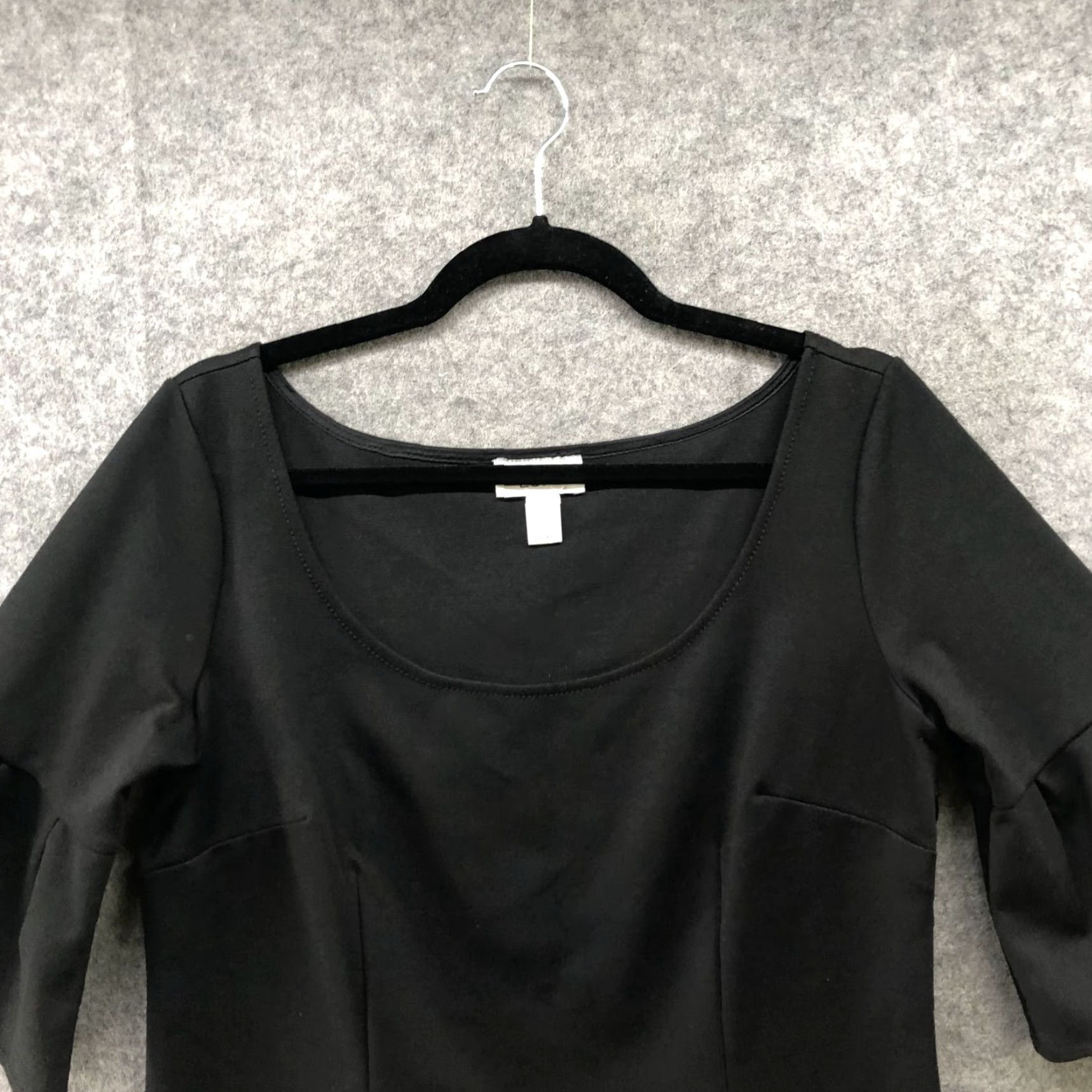 Loft LOFT Black Sheath Dress Size 8 Scoop Neck Bell Sleeve 1/2 Sleeve Career Work Dress Size M / US 6-8 / IT 42-44 - 3 Thumbnail