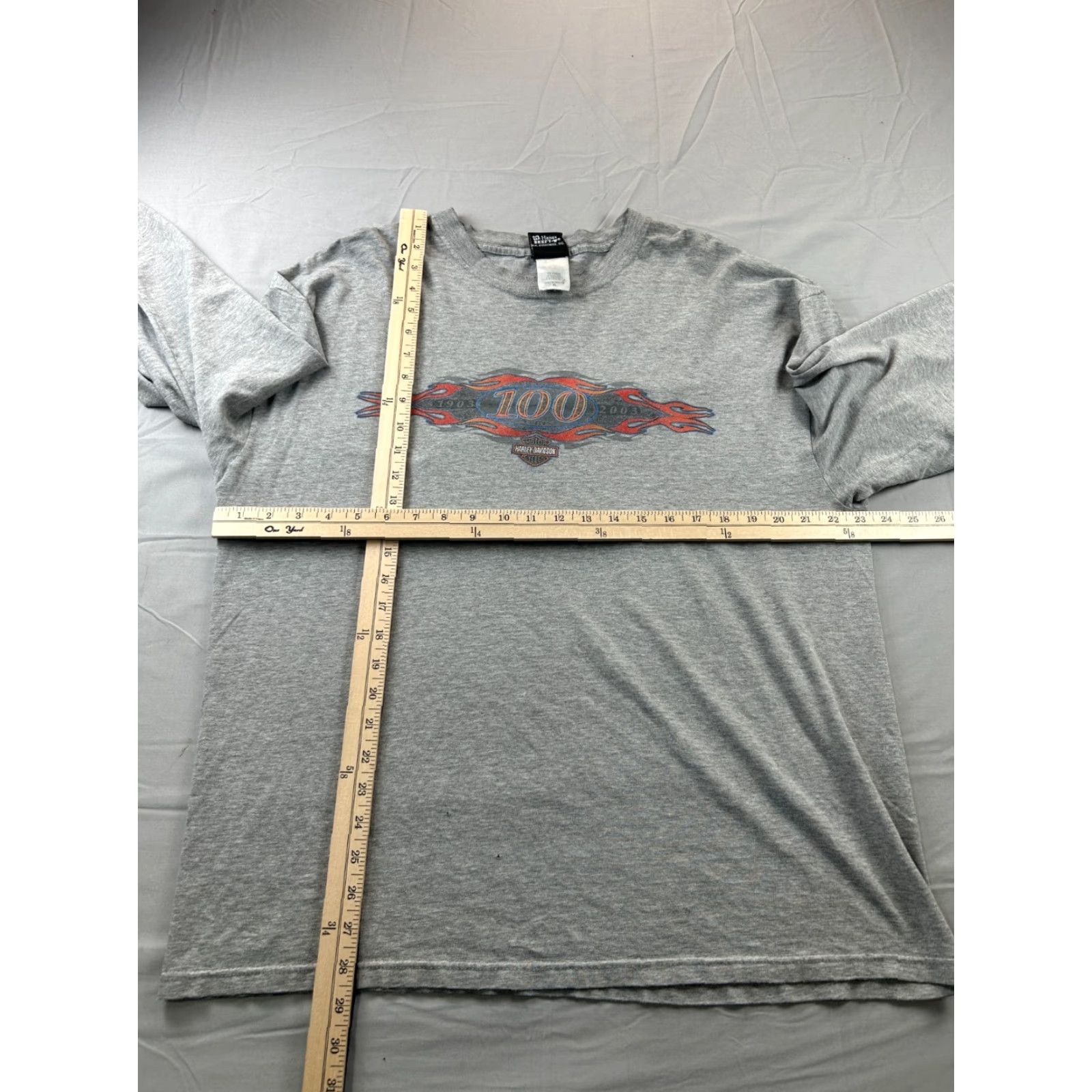 Harley Davidson VINTAGE Harley-Davidson XL Long Sleeve Hit Shirt Flame 100 Year Y2K Gray Mens XL Graphic Print Crew Neck Logo Decade 90s Brand Size US XL / EU 56 / 4 - 6 Thumbnail