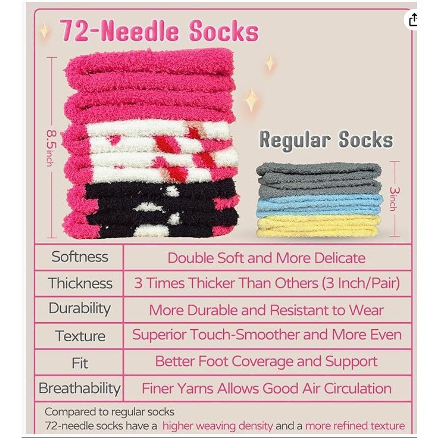 The Unbranded Brand Womens 72-Needle Super Warm Fuzzy Socks 3 Pairs,Sizes 6-12 Size ONE SIZE - 3 Thumbnail