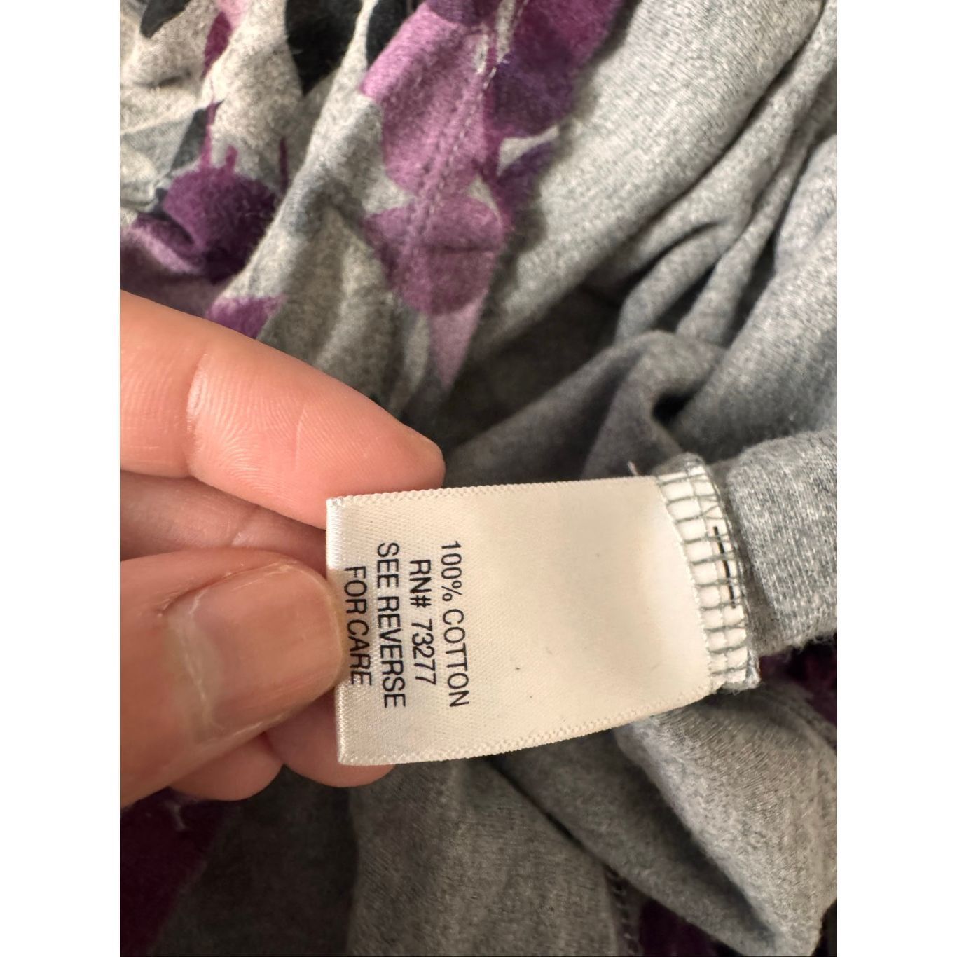 Croft & Barrow Croft & Barrow XL Purple Floral Long Sleeve Top Soft Cotton Size XL / US 12-14 / IT 48-50 - 2 Thumbnail