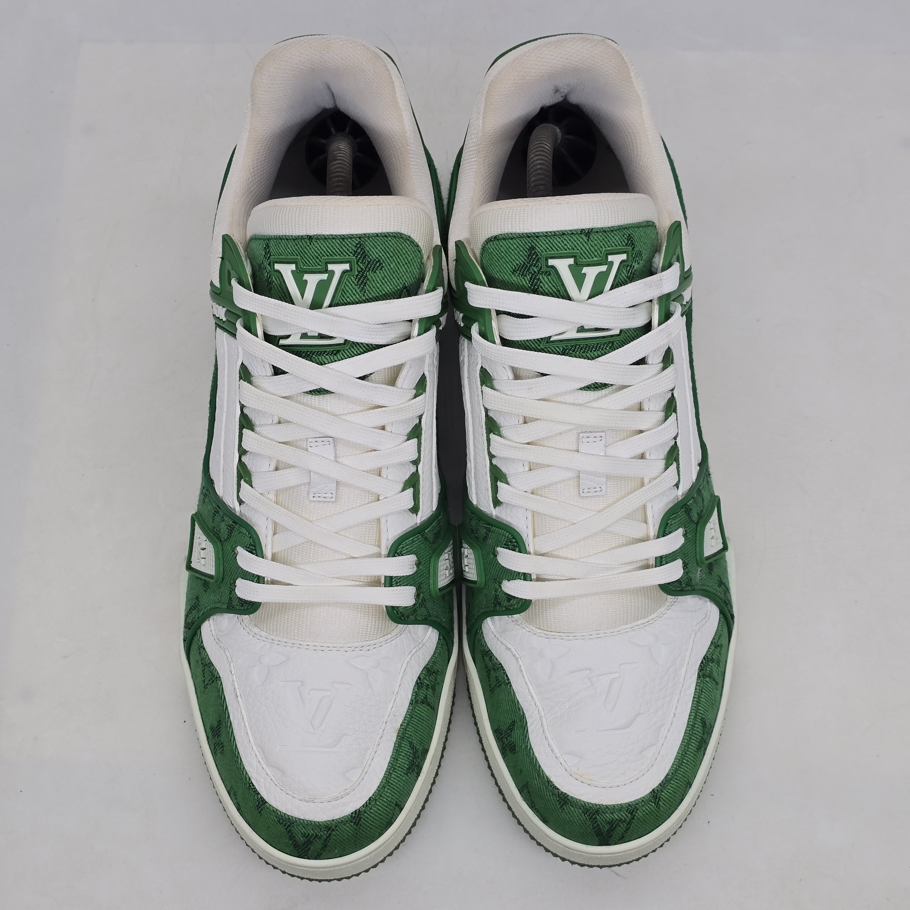 Louis Vuitton Louis Vuitton - Green Denim Monogram White Trainers Size US 10 / EU 43 - 3 Thumbnail