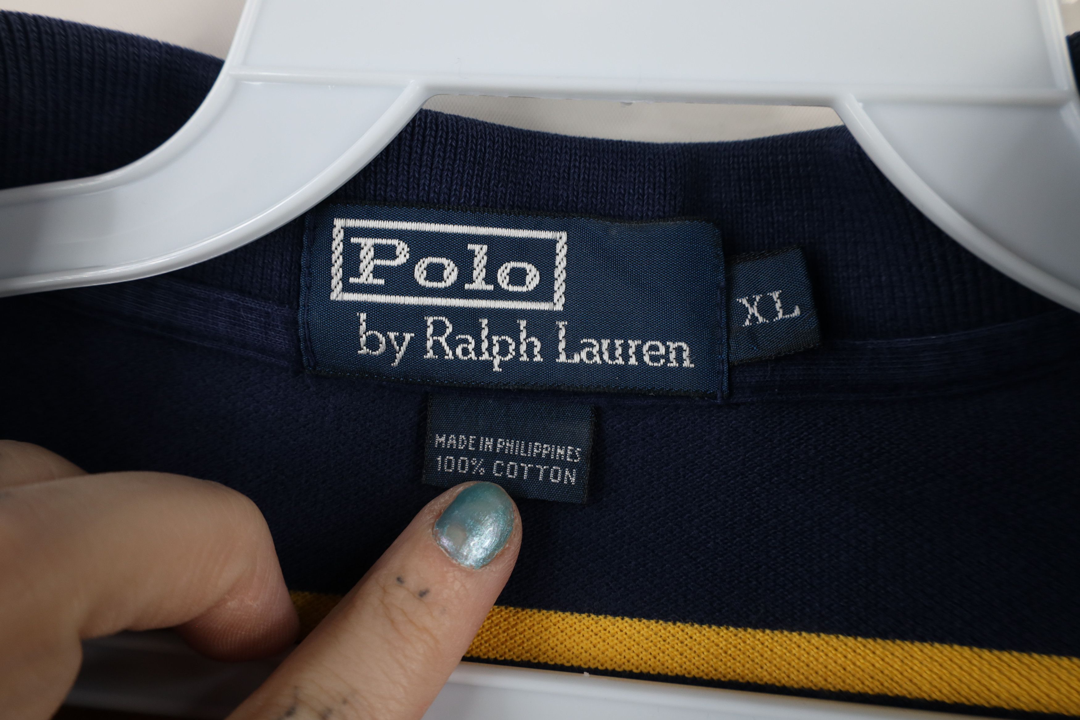Polo Ralph Lauren Vintage 90s Ralph Lauren Block Collared Polo Shirt Blue Size US XL / EU 56 / 4 - 8 Thumbnail