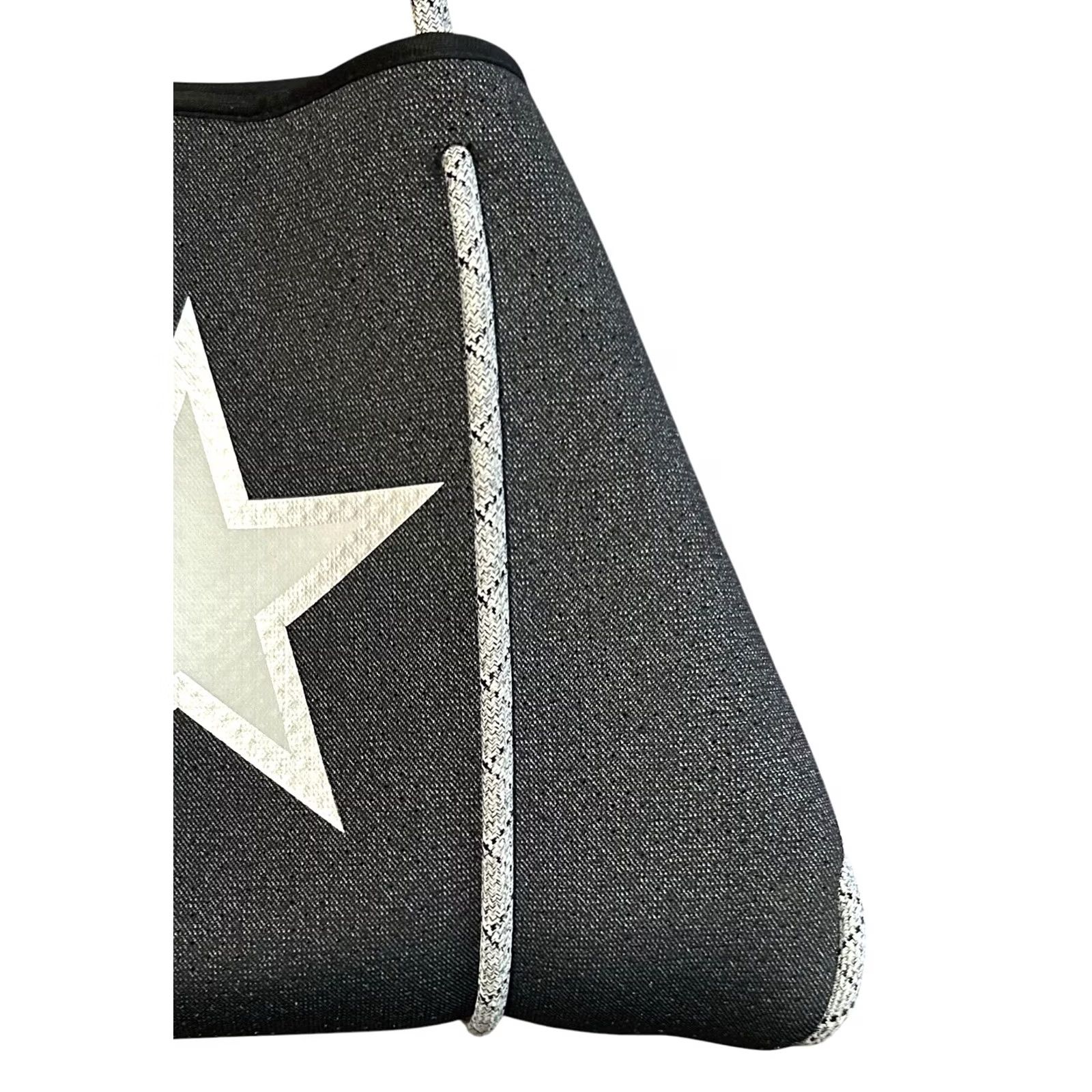 Vintage Haute Shore Large Neoprene Gray Star Tote Shoulder Hand Bag Women’s Purse Mens? Size ONE SIZE - 4 Thumbnail