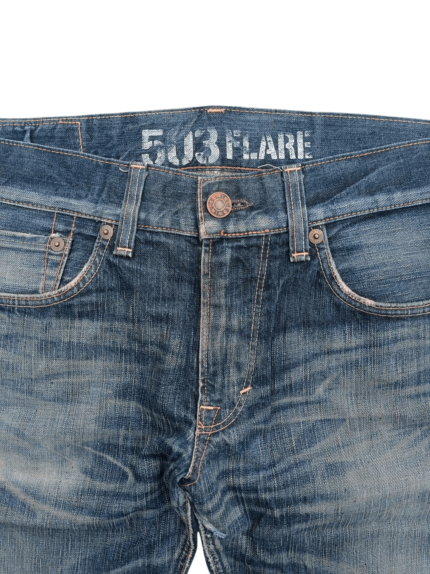 Edwin × Japanese Brand Edwin 503 Flare Jeans Distressed Jeans E248 Size US 35 - 17 Thumbnail
