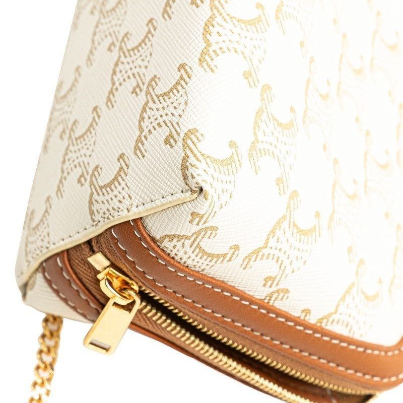 Celine Celine Triomphe Coated Canvas Chain Shoulder Bag White Size ONE SIZE - 6 Thumbnail