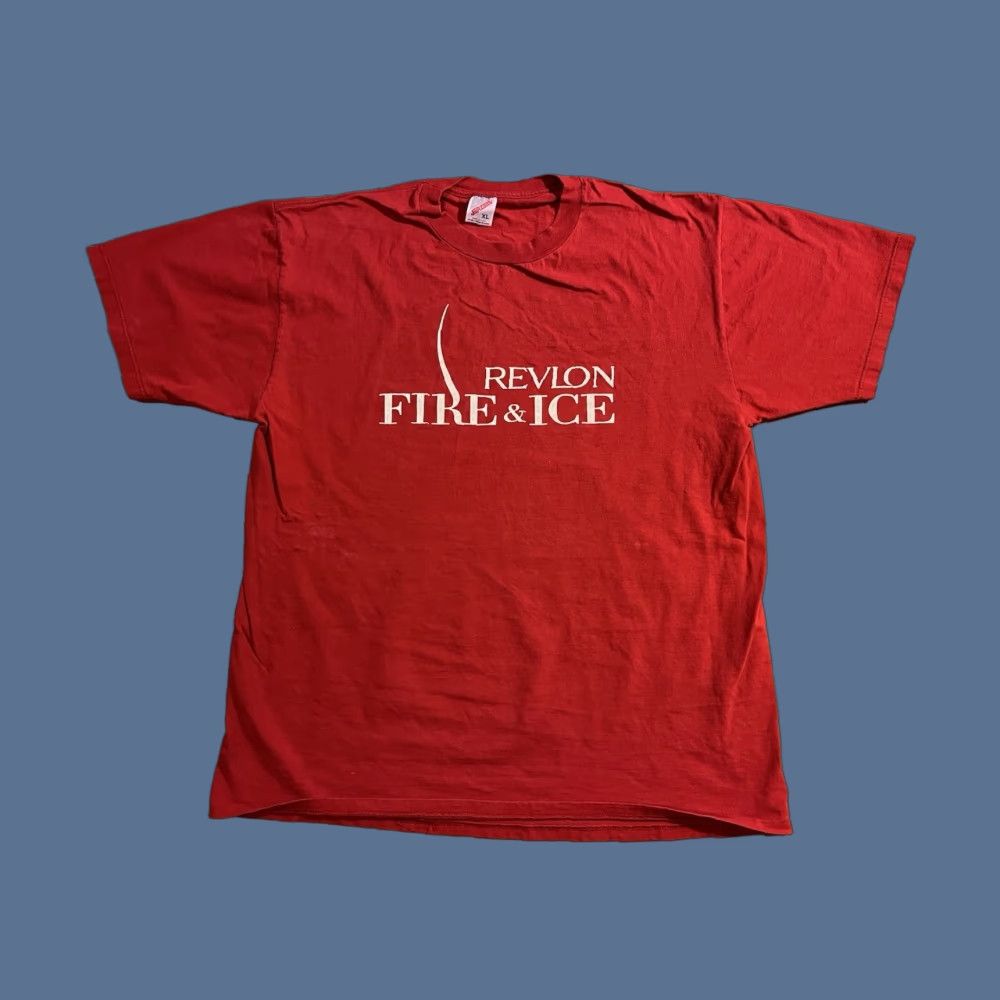 Jerzees VINTAGE Revlon Fire & Ice Shirt Men’s XL Red 80s 90s Graphic Print Jerzees Crew Neck Short Sleeve Logo Men T-Shirt Size US XL / EU 56 / 4 - 1 Thumbnail