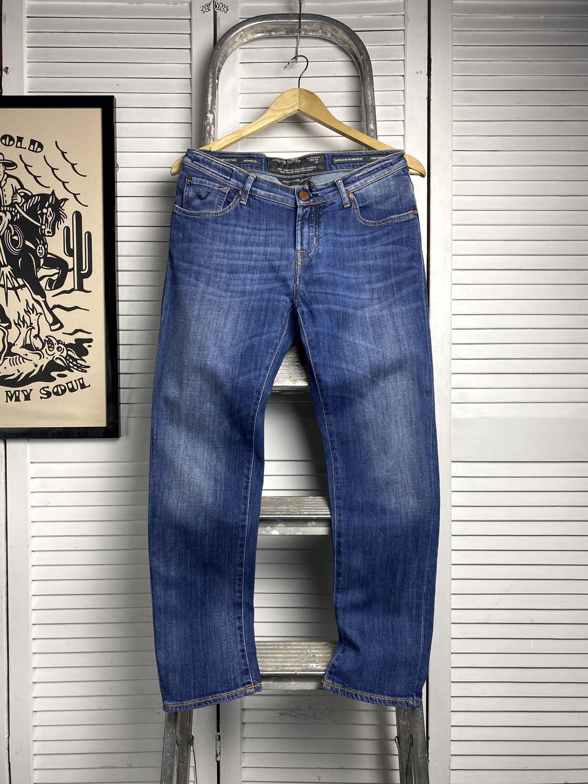 Jacob Cohen × Japanese Brand Jacob Cohen Blue Cotton Straight Leg Mid Rise Denim Jeans Size 27" / US 4 / IT 40 - 1 Thumbnail