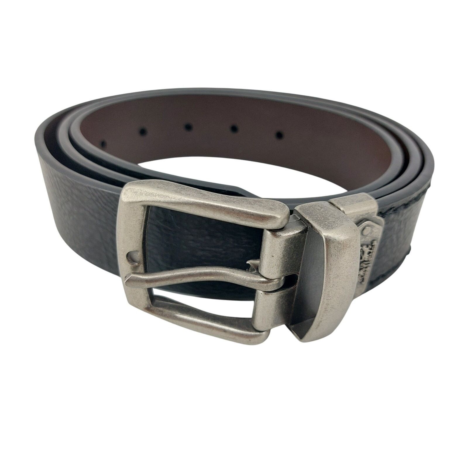 Levi's Levis Belt Black Brown Silver Tone Buckle 42-44 XL Men's Size 42 - 1 Thumbnail