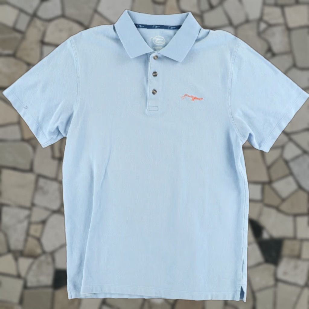 Vintage True Flies Polo Shirt Pique Cotton Solid Blue M Men Shirt Size US M / EU 48-50 / 2 - 1 Thumbnail