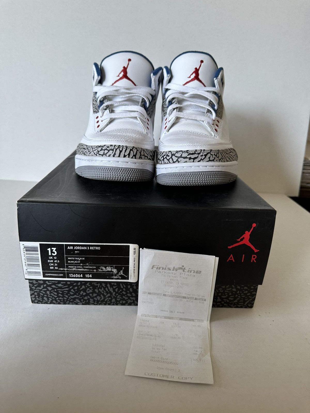 Jordan Brand Jordan 3 White True Blue 2011 Size US 13 / EU 46 - 1 Thumbnail