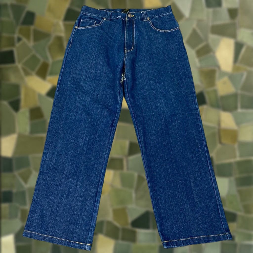 Vintage VINTAGE Raw Blue Jeans Mens 36x32 Blue Baggy Loose Angel Premium Y2K Skate Jeans Mens Regular Blue Distressed 90s Grunge Retro Shirt? Size US 32 / EU 48 - 1 Thumbnail