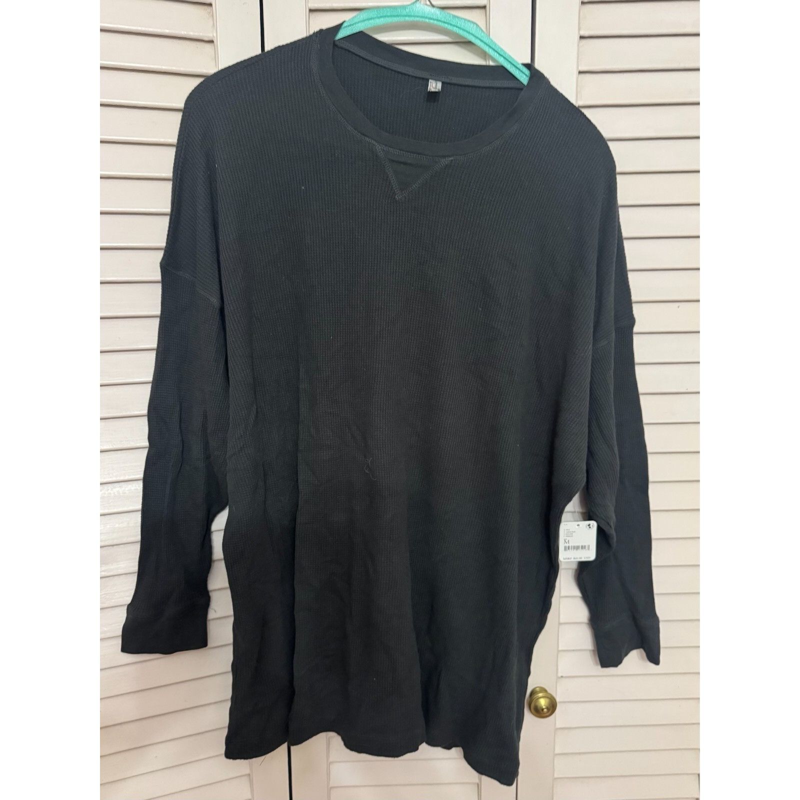 Free People NEW Free People Intimately Women Medium Black Waffle Pullove Size M / US 6-8 / IT 42-44 - 2 Thumbnail