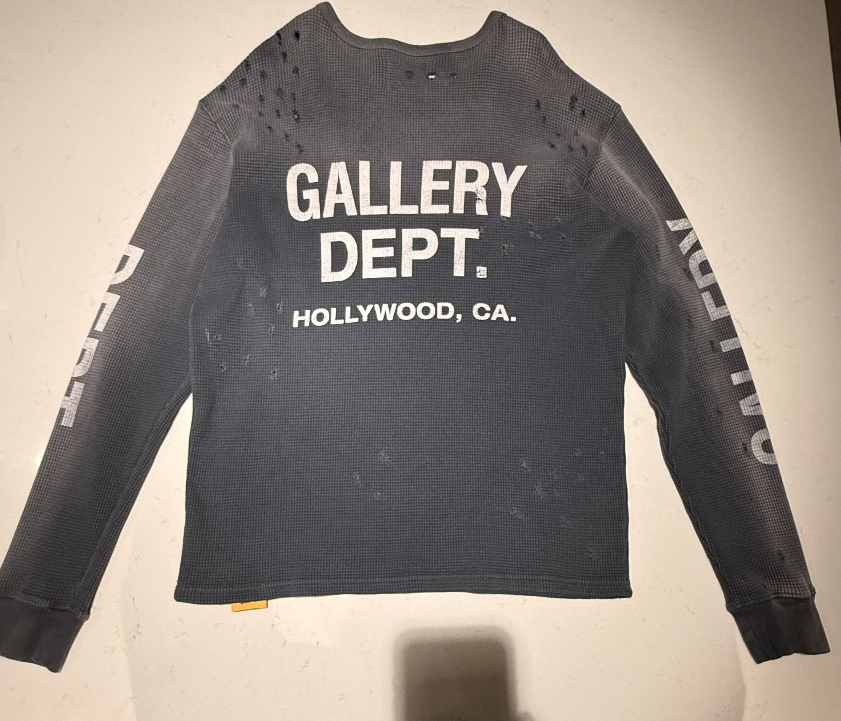 Gallery Dept. Urcle Distressed Logo-Print Waffle-knit Cotton Sweatshirt Size US L / EU 52-54 / 3 - 2 Thumbnail