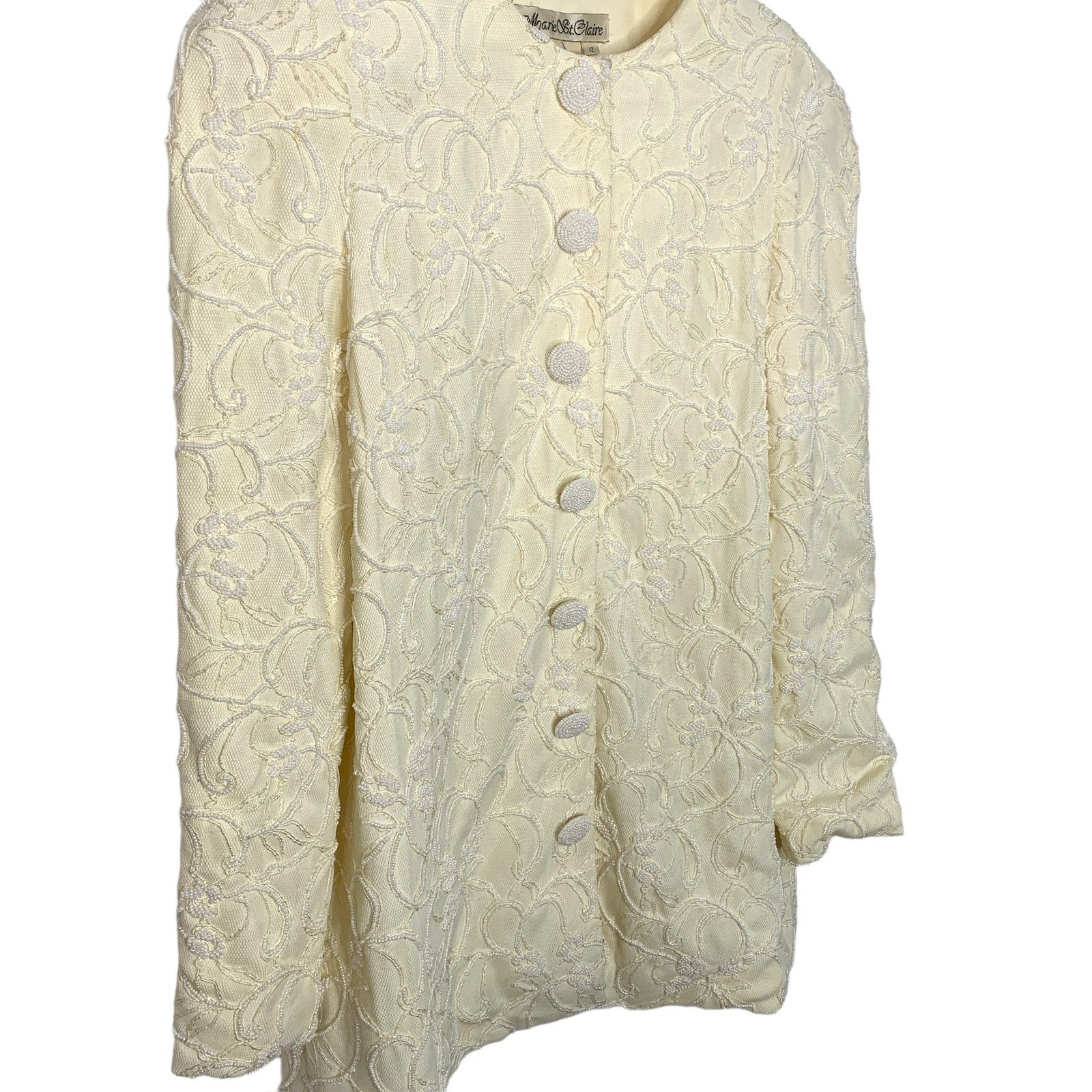 Vintage Vintage Marie St. Claire Beaded Jacket Blazer Cream Size 12 Size XL / US 12-14 / IT 48-50 - 6 Thumbnail
